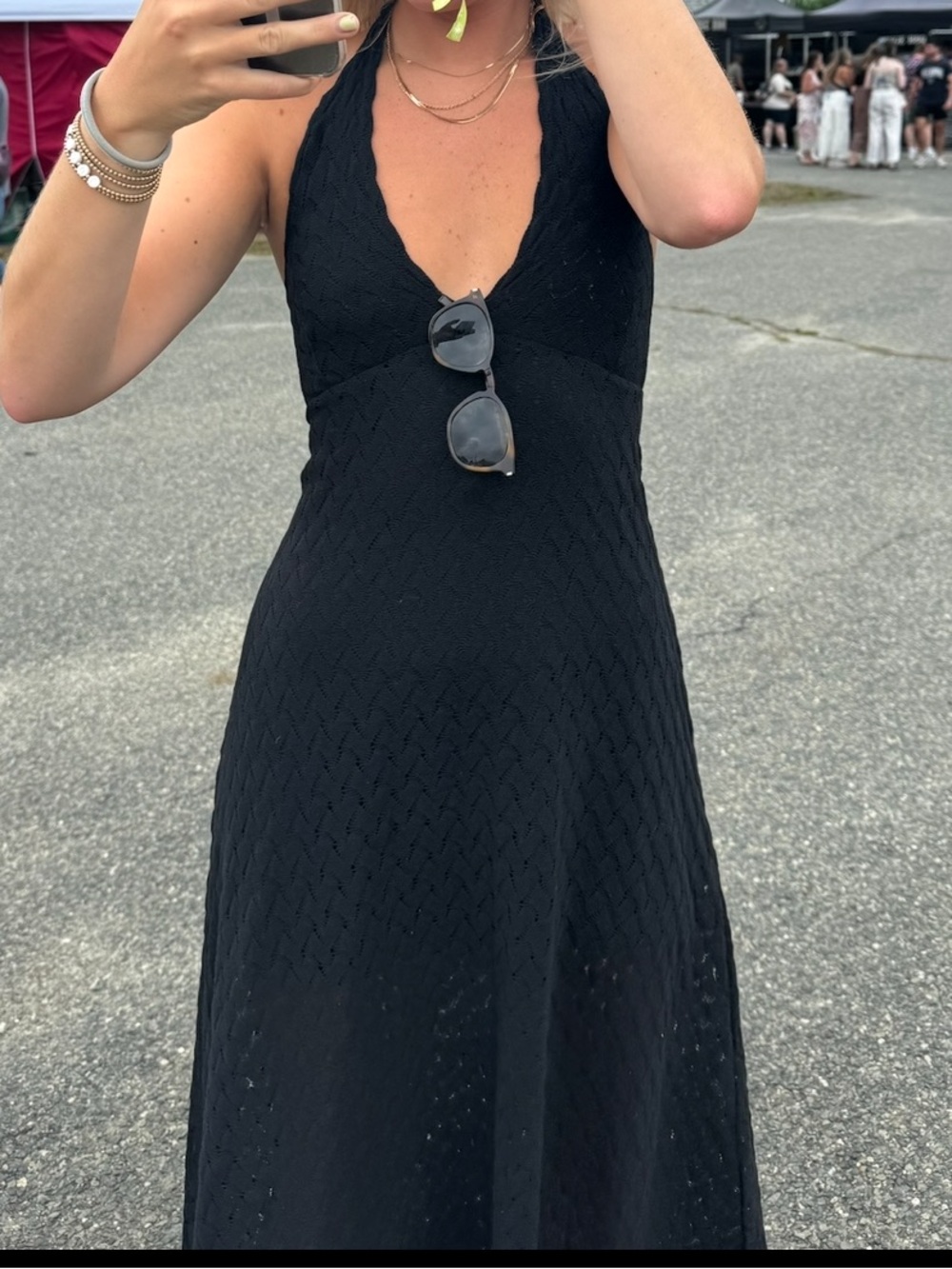 Hill House Bela Dress in Black Raschel Knit